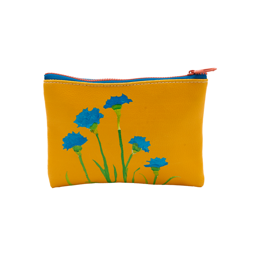 Saffron Bachelor Buttons Moon Pouch Bag