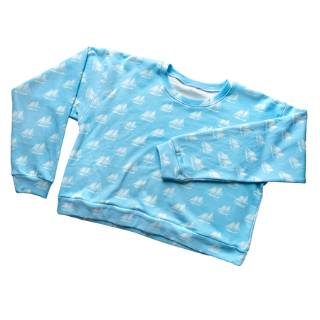Powder Blue Ships Ahoy Boxy Sweatshirt