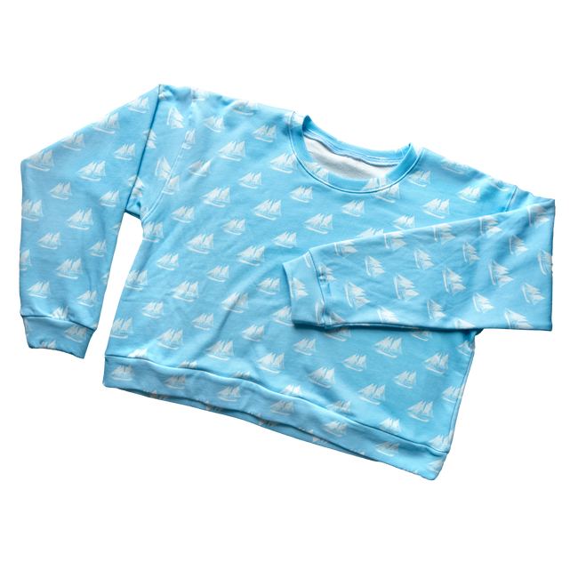 Powder Blue Ships Ahoy Boxy Sweatshirt
