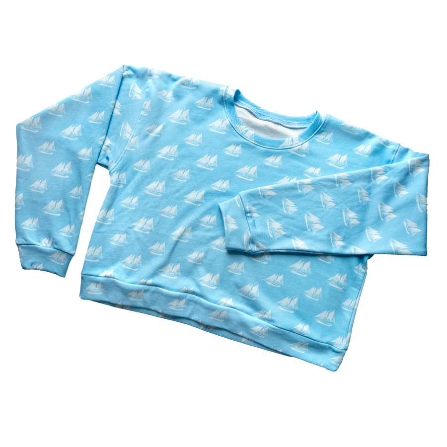 Powder Blue Ships Ahoy Boxy Sweatshirt