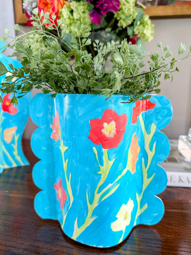 Sky Cosmos Hand-Painted Scalloped Vinyl Vase Sleeve