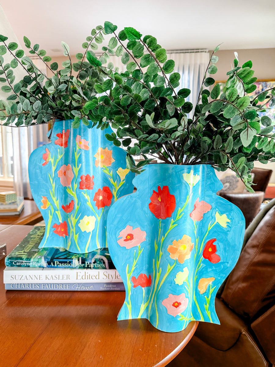 Sky Cosmos Hand-Painted Vinyl Ginger Jar Vase Sleeve Pair