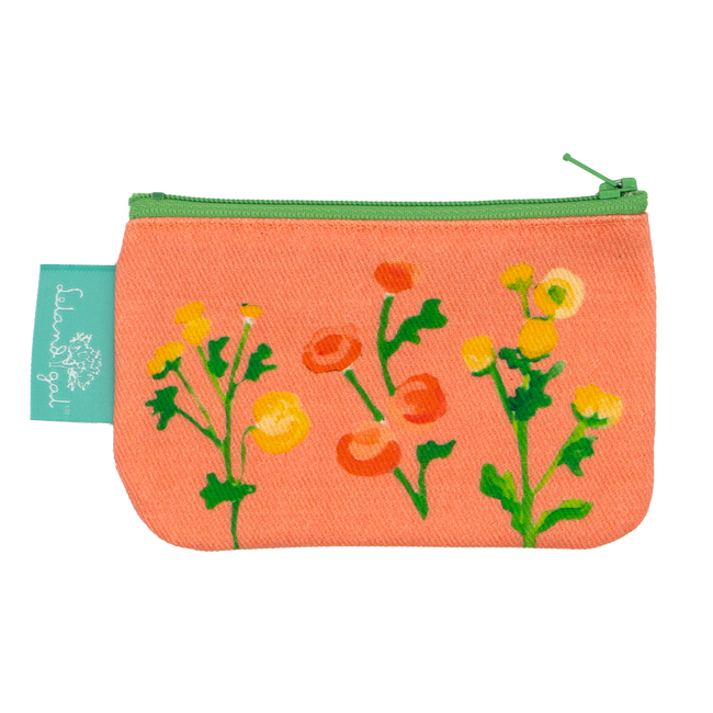 Soft Orange Ranunculus Zip Change Purse