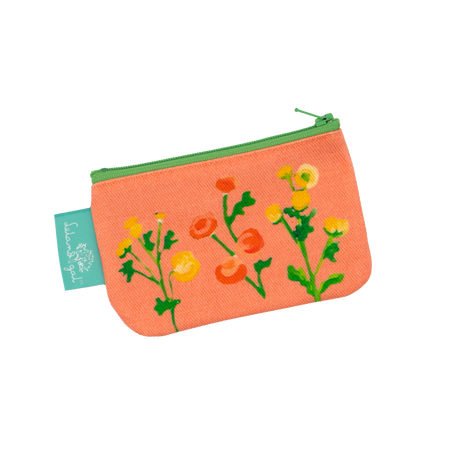 Soft Orange Ranunculus Canvas Zip Change Purse