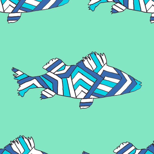 Seagreen Striped Perch Fabric