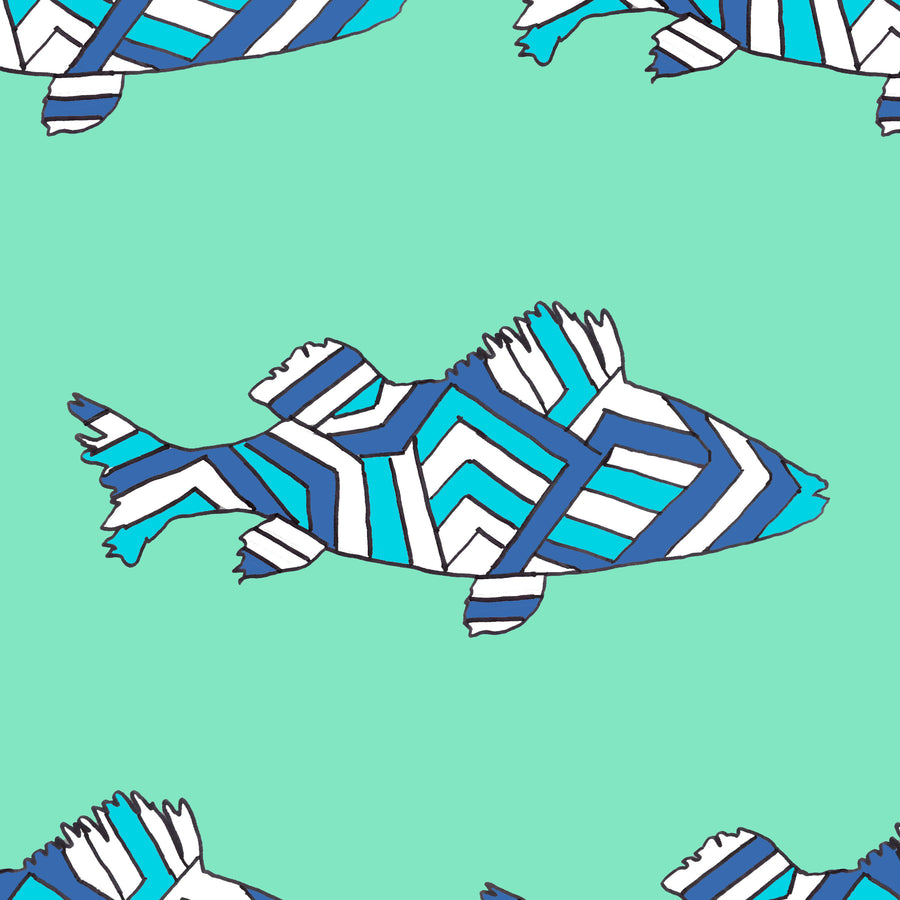Seagreen Striped Perch Fabric