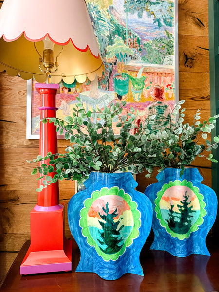 Sunset Hand-Painted Vinyl Ginger Jar Vase Sleeve Pair