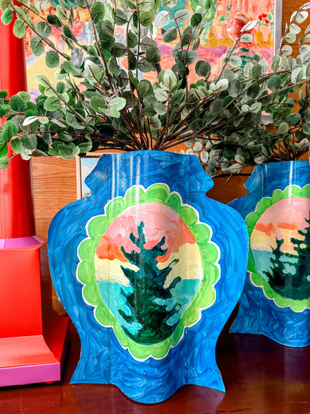 Sunset Hand-Painted Vinyl Ginger Jar Vase Sleeve