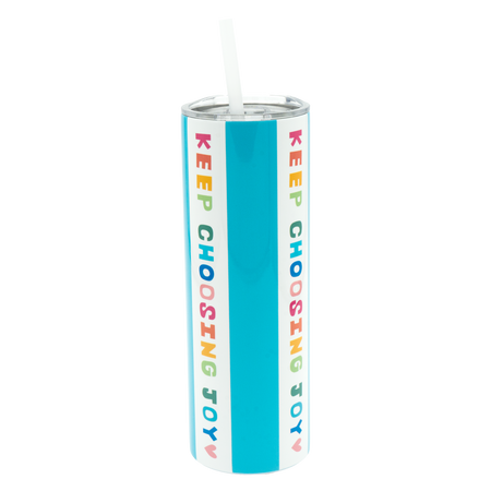 Keep Choosing Joy Stripe/Turquoise Tumbler