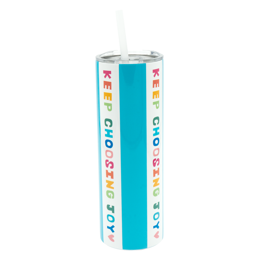Keep Choosing Joy Stripe/Turquoise Tumbler