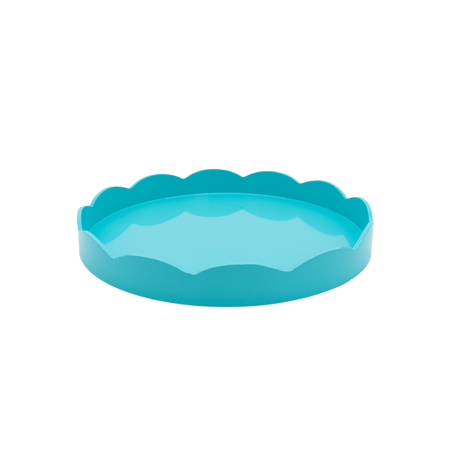 Turquoise Round Lacquered Tray, Medium