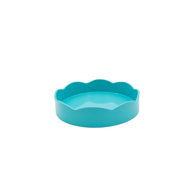 Turquoise Round Lacquered Tray, Small