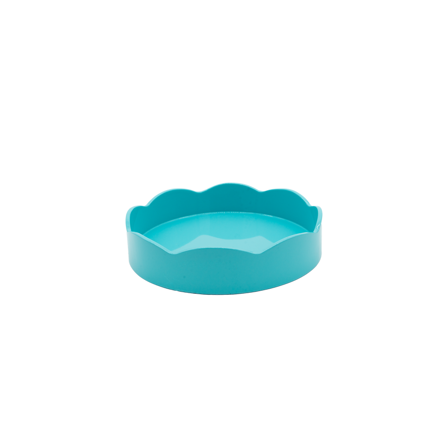 Turquoise Round Lacquered Tray, Small