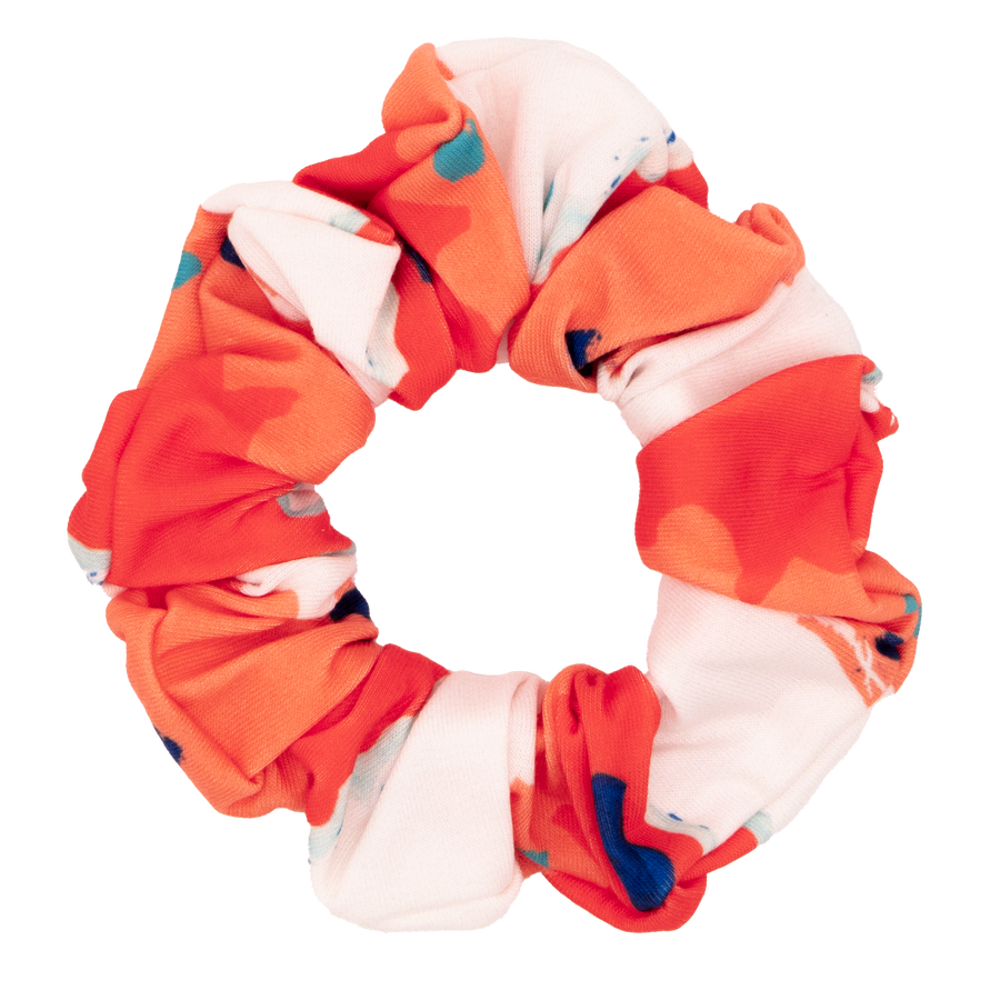 White/Coral Surfs Up Scrunchie