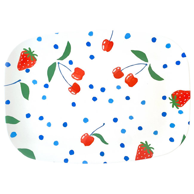 White Berries and Cherries Melamine Platter