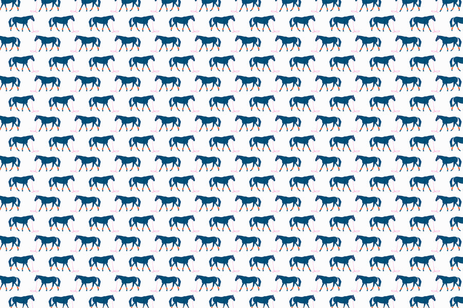 White Big Blue Fabric