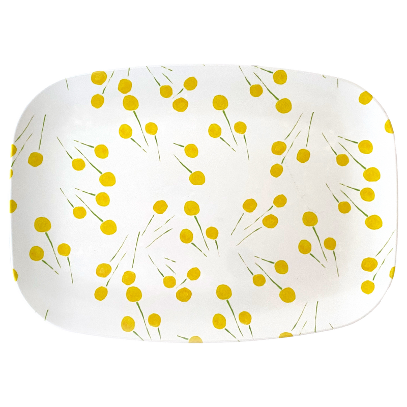 White Billy Buttons Melamine Platter