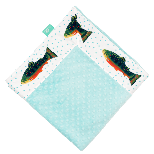 White Brook Trout Baby Blankie with Salt Water Minky