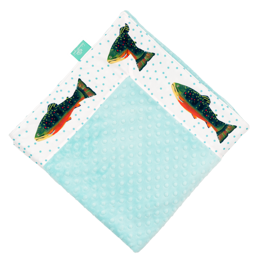 White Brook Trout Baby Blankie with Salt Water Minky