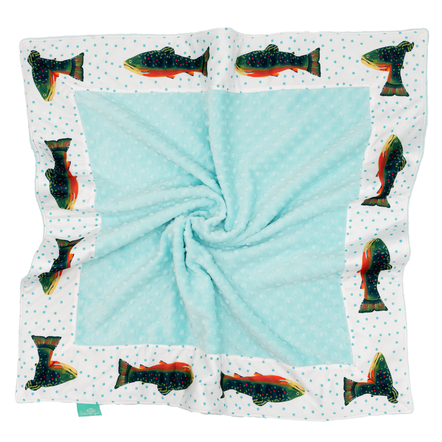 White Brook Trout Baby Blankie with Salt Water Minky