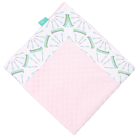 White Canoes with Baby Pink Minky Baby Blankie