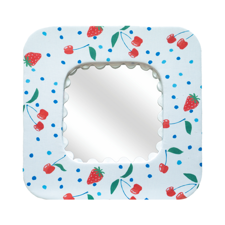 White Cherries Upholstered Mirror