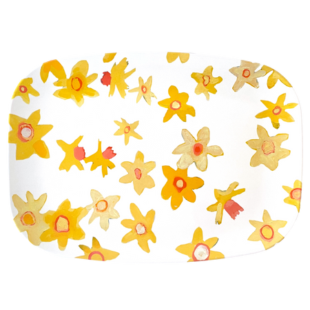 White Daffodil Disco Melamine Platter