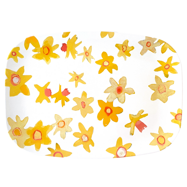 White Daffodil Disco Melamine Platter