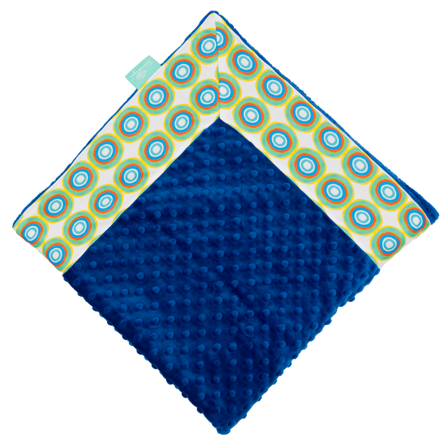 White Doodlebug with Royal Minky Baby Blankie