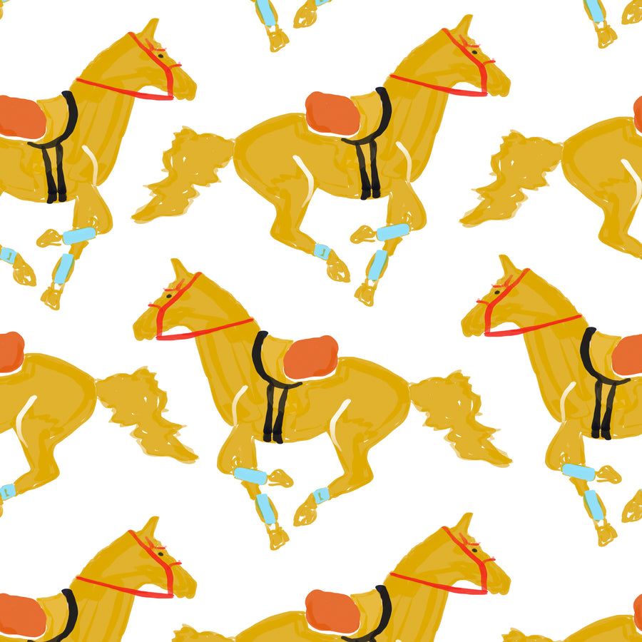 White Giddy Up Fabric