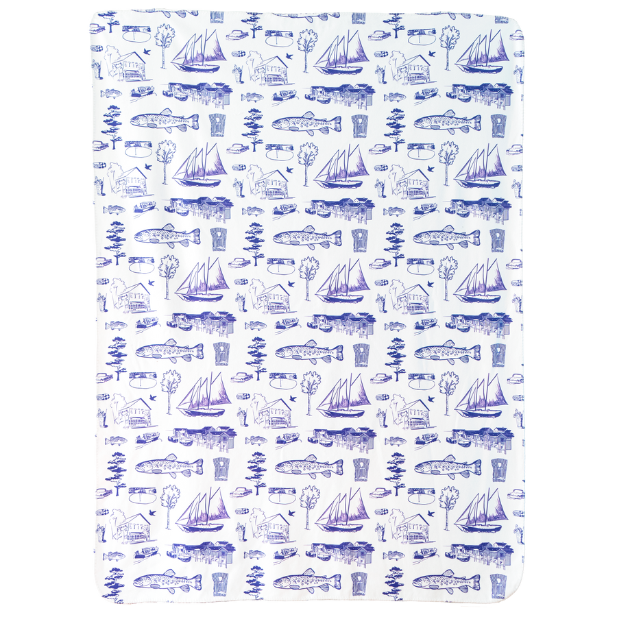 White Leland Toile Sherpa