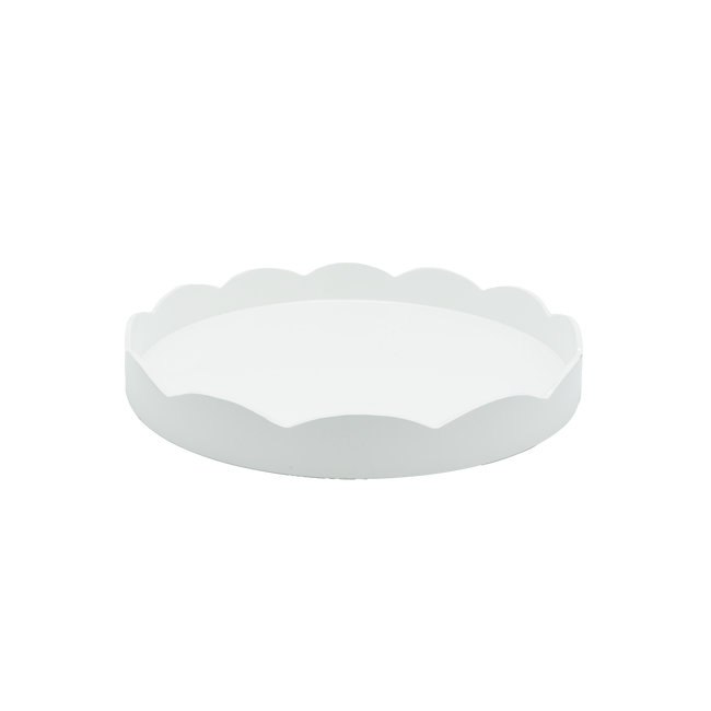 White Round Lacquered Tray, Medium