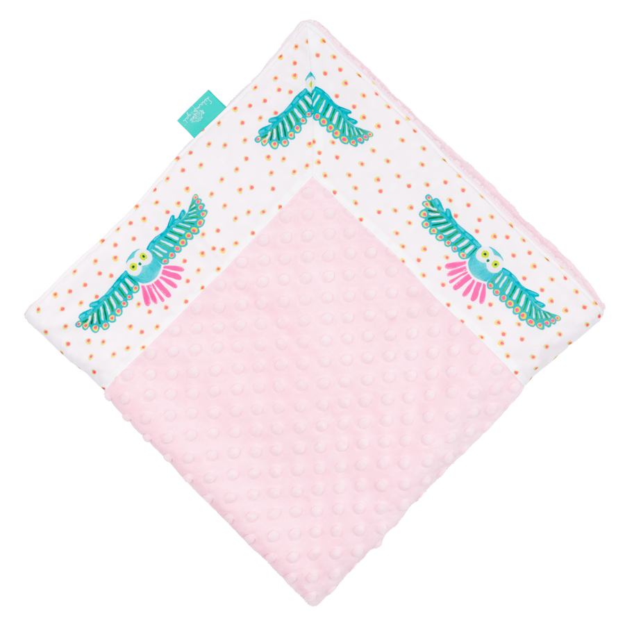 White Night Owl with Baby Pink Minky Baby Blankie