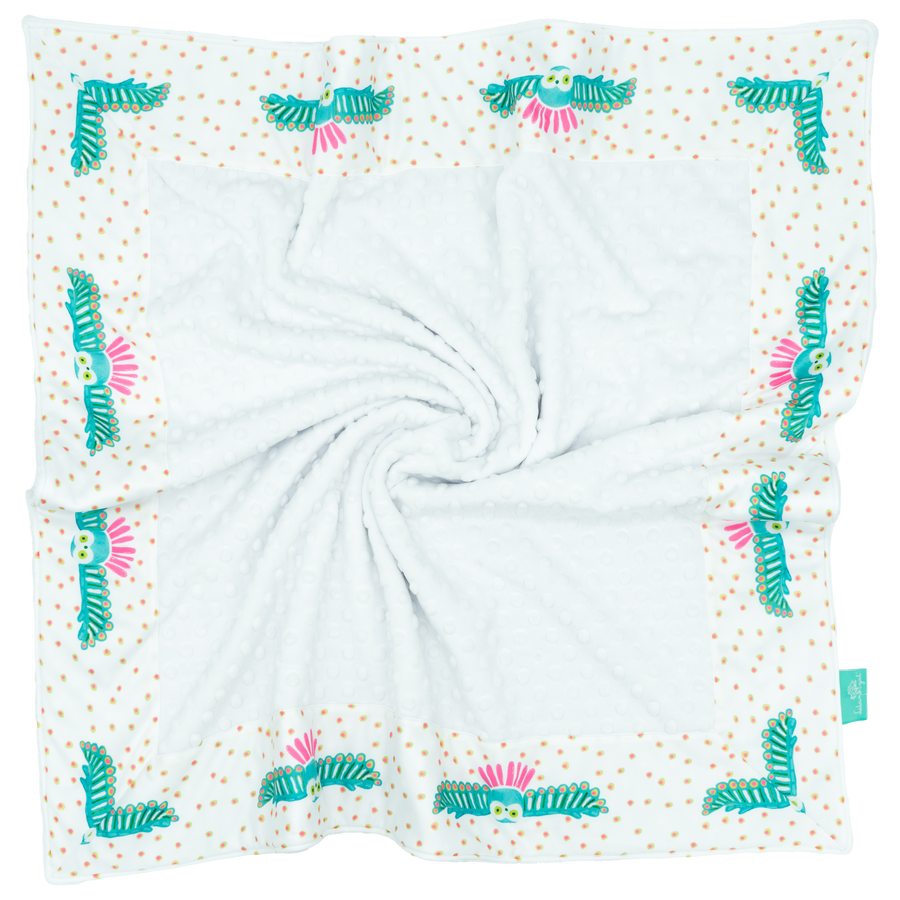 White Night Owl with White Minky Baby Blankie