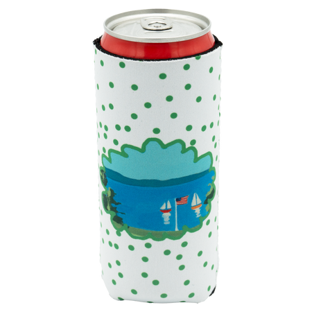 White Patriotic Sail Tall Coozie