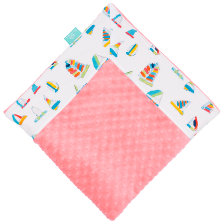 White Summer Sail with Coral Minky Baby Blankie