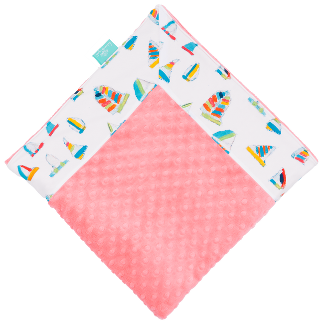 White Summer Sail with Coral Minky Baby Blankie