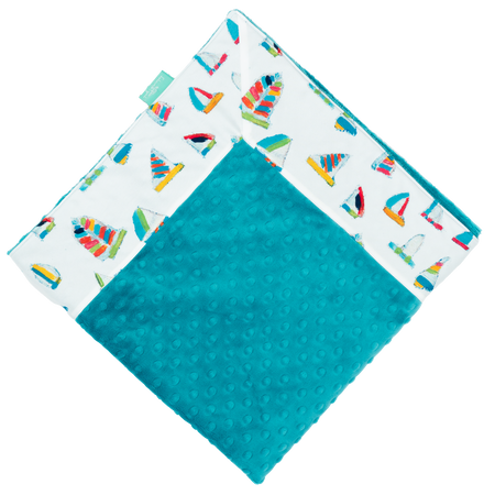 White Summer Sail with Teal Minky Baby Blankie