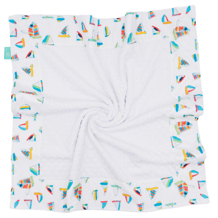 White Summer Sail with White Minky Baby Blankie