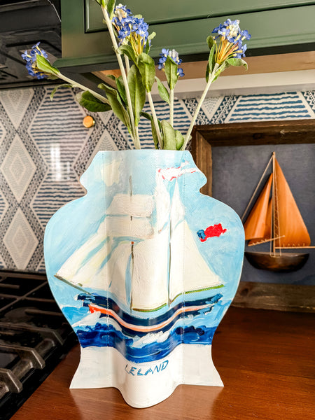 Nell Revel Smith Wooden Ship Hand-Painted Vinyl Ginger Jar Vase Sleeve