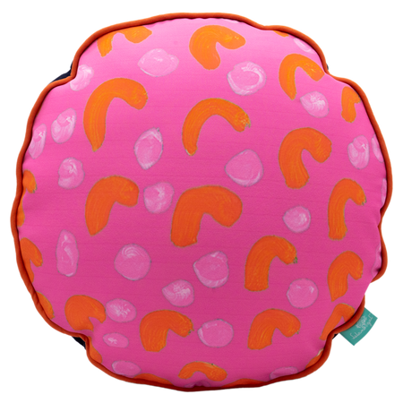 Azalea French Dots With/ Box Orange Welting ROUND  Down Pillow