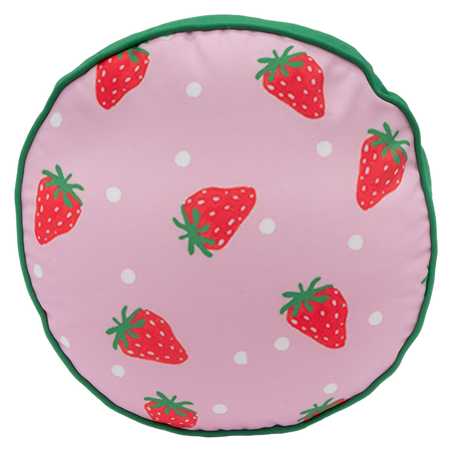 Bashful Strawberries With/ Box Green Welting ROUND  Down Pillow