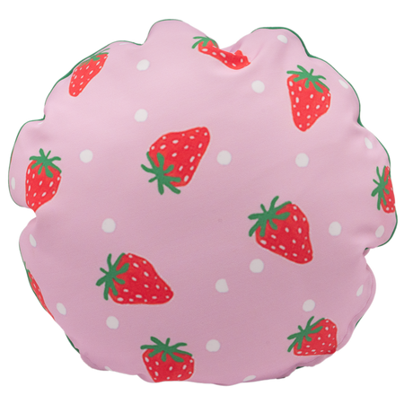 Bashful Strawberries With/ Green Welting Indoor Round Pillow