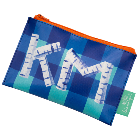 Blue Buffalo Check Printed Birch Monogram Dew Drop Envelope Bag