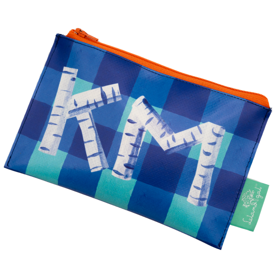Blue Buffalo Check Printed Birch Monogram Dew Drop Envelope Bag