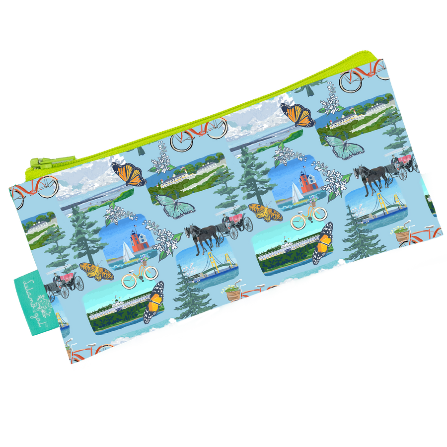 Mackinac Postcard Personalized Dew Drop Longshot Bag