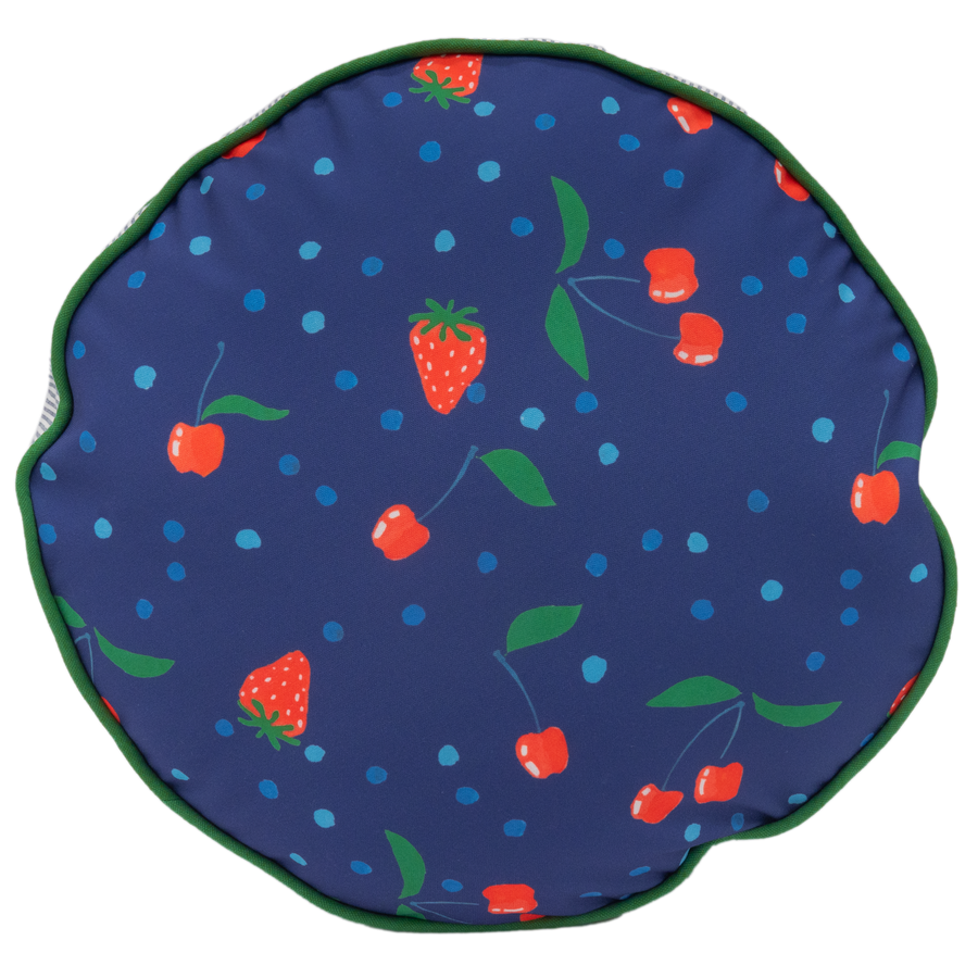 Sapphire Berries/Cherries With/ Box Green Welting Indoor Round Pillow