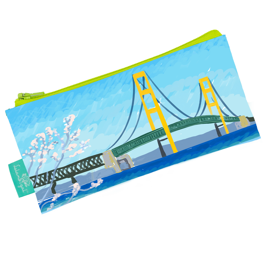 Sky Mackinac Bridge Personalized Dew Drop Longshot Bag