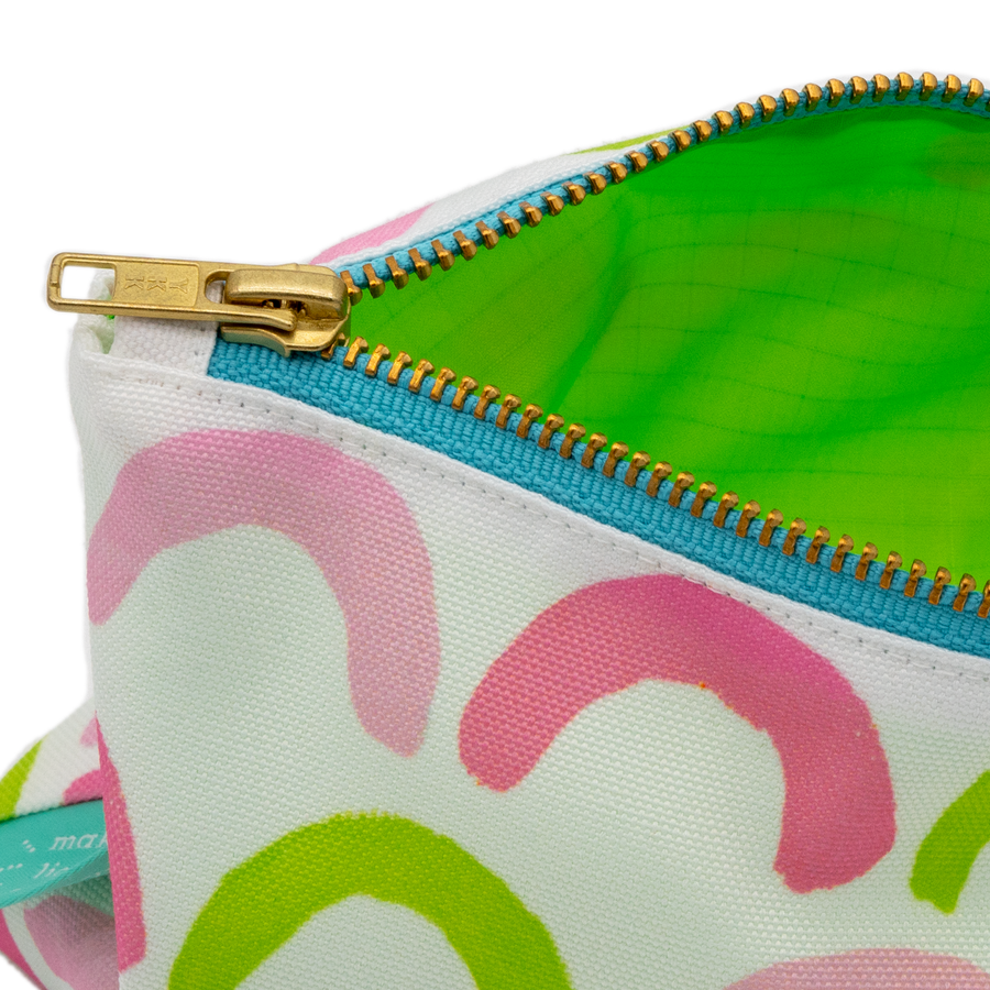White Scallops Pink/Green Stash Bag
