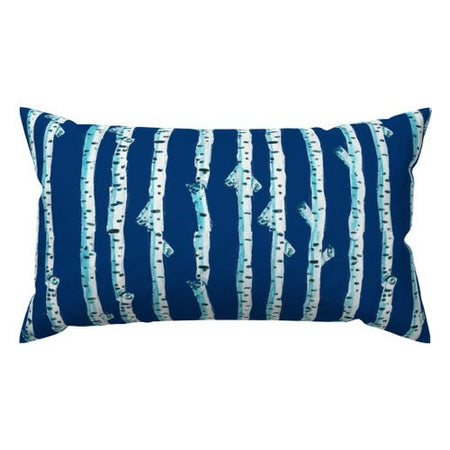 Navy Birch Stripe Indoor Lumbar Pillow